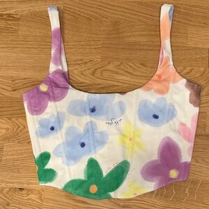 With Jean Multicolor Floral Crop Top